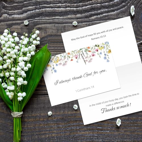 Affrolling 50 Pcs Christian Thank You Cards Bulk with Envelopes Stickers - style: Wildflower