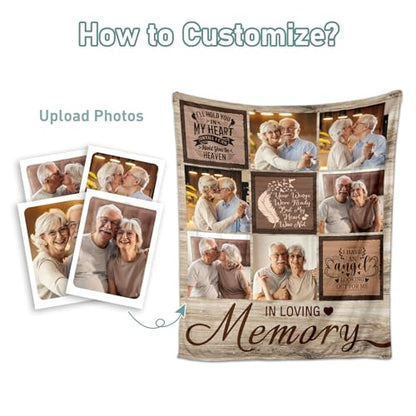 in Loving Memory Blanket Gifts, Custom Memorial Blanket with Photo for Loss of Loved One, Personalized Sympathy Throw Blankets with Picture, Memorial Gifts for Loss of Mom Dad Husband Wife