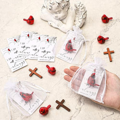 VioraWhite Cardinal Memorial Gift Resin Red Bird Cardinal Figurines Funeral Favor Memorial Gift Remembrance Poem Card for Family Friend Guest Garden Craft Cake Topper Decor(Fashion) - style: Fashion