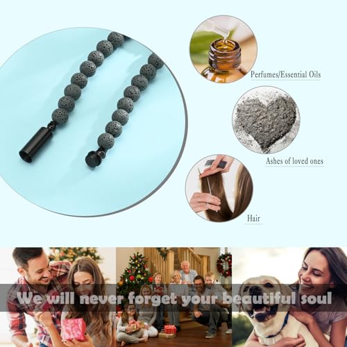 Tiger Eye/Lava Stone Urn Bracelet for Ashes Cremation Jewelry Adjustable Beaded Ashes Bracelet Keepsake Memorial Jewelry - color: Customize
