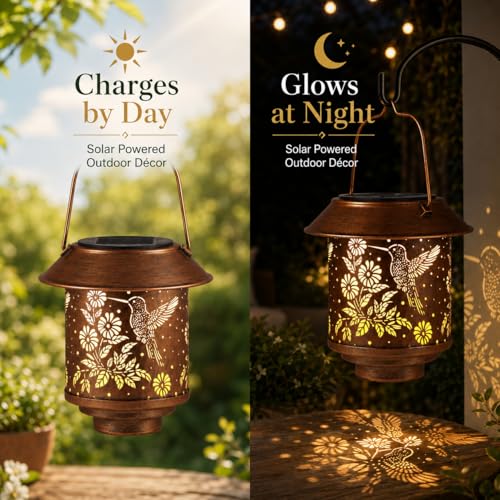 2 Pack Solar Hummingbirds Lantern Outdoor Hanging, Gifts for Women Mom - color: c-Hummingbird-2PC