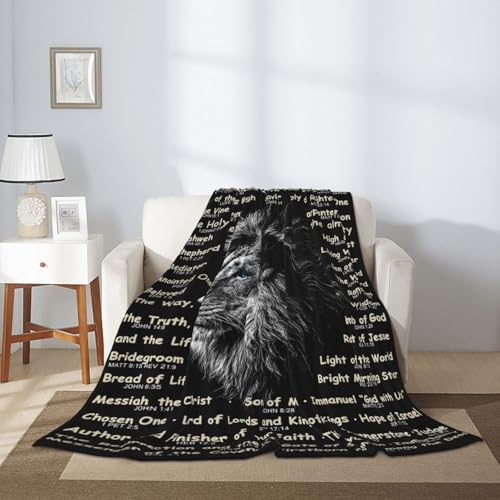 Names of God Gifts Blanket for Women Christian Gifts Faith Bible Religious Gifts Christian Inspirational Blankets Soft Flannel Throw Blanket 60"X50" - color: Lion, size: 60"x50"