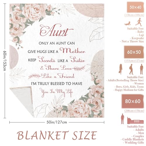 Aunt Gifts from Niece Nephew, Aunt Birthday Gifts Blanket 60"x50", Aunts Gift, Auntie Gift Ideas for Mother's Day Christmas Wedding Anniversary, to My Auntie Throw Blankets, Aunt's Present - color: Aunt Gifts