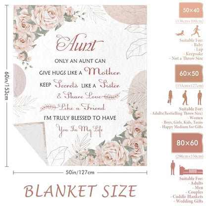Aunt Gifts from Niece Nephew, Aunt Birthday Gifts Blanket 60"x50", Aunts Gift, Auntie Gift Ideas for Mother's Day Christmas Wedding Anniversary, to My Auntie Throw Blankets, Aunt's Present - color: Aunt Gifts