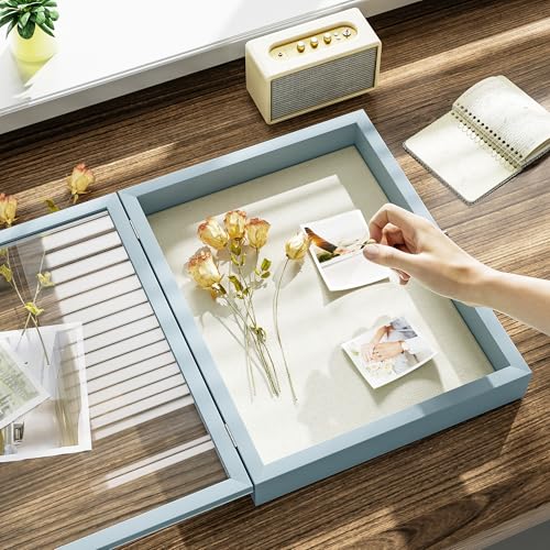 SZQINJI Shadow Box Frame 8x10 Deep Diamond Shape Memory Box, Blue - color: Blue, size: 8x10