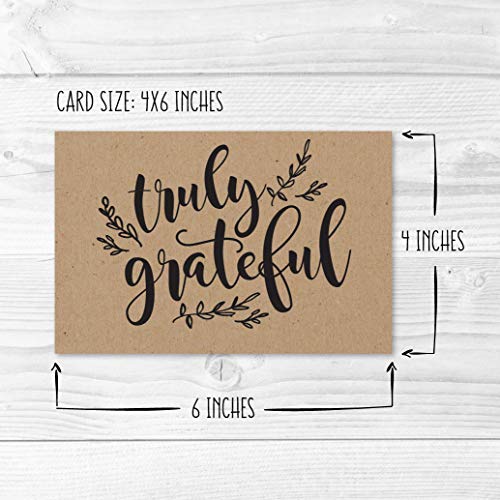 24 Bulk Thank You Cards with Envelopes Blank Cute Thank You Cards | Kraft Black 6 x 4 Appreciation Card for Weddings, Valentines, Anniversary, Small Business, Party Guests, Engagement & Funeral - color: Kraft Black 24 pcs