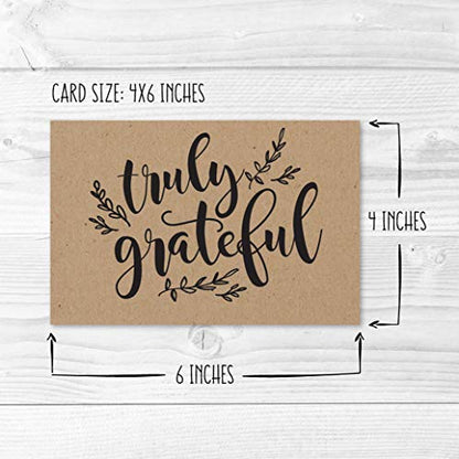 24 Bulk Thank You Cards with Envelopes Blank Cute Thank You Cards | Kraft Black 6 x 4 Appreciation Card for Weddings, Valentines, Anniversary, Small Business, Party Guests, Engagement & Funeral - color: Kraft Black 24 pcs