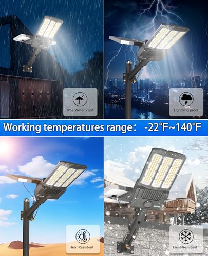 JAYNLT Y-6500W Solar Street Lights Outdoor, Commercial Parking Lot Lights - size: Large