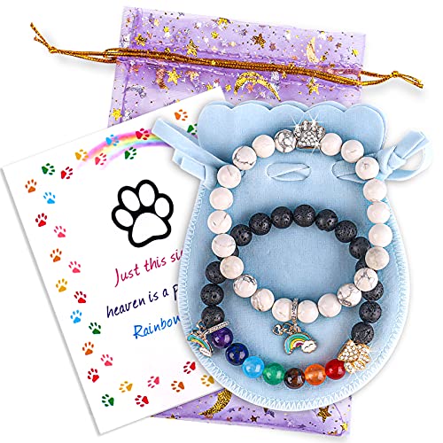 PSZEZNZ Pet Dog Cat Memorial Gifts Rainbow Bridge Bracelet for Beloved, Loss Sympathy Jewelry Gift Bracelets,personalized memorial gifts