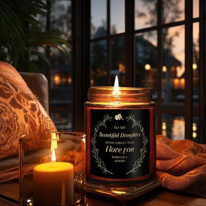 My Beautiful Daughter Candle Gift from Mom Dad - Unique Valentines Day, Love You, Bridal Shower, Wedding, Mother's Day, Birthday Gift for Daughter Adult - Cashmere Vanilla Scented Soy Candle - color: Beautiful daughter