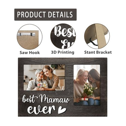 Mamaw Gifts, Mothers Day Mamaw Gift from Grandkids, 3D Photo Frame Hold 4x6 Inches Two Photos - Picture Frame Present for Grandparents Day, Birthday - color: mamaw