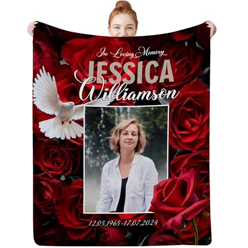 Custom Memorial Blanket with Photos for Loss of Loved One, in Loving Memory Gifts Personalized Sympathy Blanket for Loss of Dad Mom Grandma Grandpa Husband Wife Friends in Memory of Loved One Gifts - color: Memorial Blanket-16