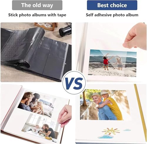 Adventure Book Photo Album 13x11.5 Self Adhesive Scrapbook | DIY memory book for couples, meaningful keepsake, travel photos, tickets, notes, and 3x5 to 8x10 pictures - color: Leather Brown (13"x11.5")