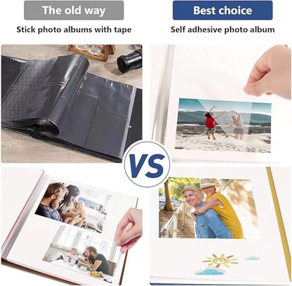 Adventure Book Photo Album 13x11.5 Self Adhesive Scrapbook | DIY memory book for couples, meaningful keepsake, travel photos, tickets, notes, and 3x5 to 8x10 pictures - color: Leather Brown (13"x11.5")