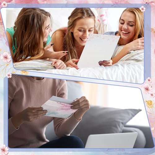 TaoBary 160 Pcs Cherry Blossom Stationery Paper and Envelopes Set | 5.5 x 8.25'' Letter Writing Kit, 50 Double Sided Stationery Writing Papers 50 Matching Envelopes 60 Round Dot Sticker - size: 5.5 x 8.25 Inch, style: Cherry Blossom
