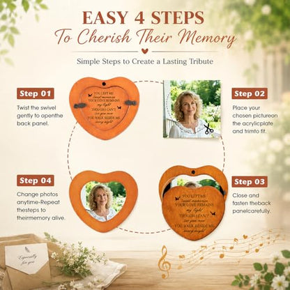 32 Inch Personalized Memorial Wind Chimes with Photo Frame | Double-Sided Poem & Design; Custom Photo Frame; Handwritten Memorial Card; Deep Tone; Indoor/Outdoor Keepsake
