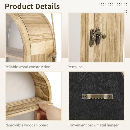 Wooden Shadow Box Frame - 16.3 x 9.84 in Shadow Boxes Display Case, Arch Keepsakes Memory Box, Wood Display Case for Wall Decor, Tabletop Decoration, Picture Frame Bouquet Memorabilia Medals Box