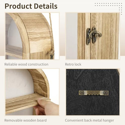 Wooden Shadow Box Frame - 16.3 x 9.84 in Shadow Boxes Display Case, Arch Keepsakes Memory Box, Wood Display Case for Wall Decor, Tabletop Decoration, Picture Frame Bouquet Memorabilia Medals Box