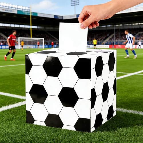 Soccer Card Box Sports Party Favors Post Box Cardboard Receiving Money Holder for Soccer Theme Wedding Reception, Baby Showers, Anniversary, Birthday Party, Graduation Table Centerpiece Decorations - style: Soccer