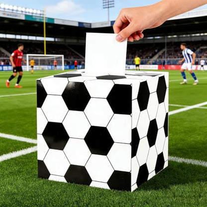 Soccer Card Box Sports Party Favors Post Box Cardboard Receiving Money Holder for Soccer Theme Wedding Reception, Baby Showers, Anniversary, Birthday Party, Graduation Table Centerpiece Decorations - style: Soccer