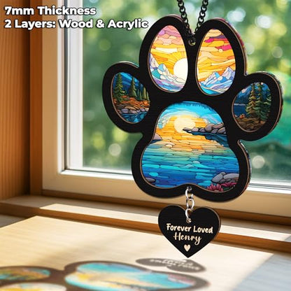 Personalized Dog Memorial Suncatcher, Paw Suncatcher Remembrance Gift, Engraved Pet Memorial Ornament, Pet Sympathy Keychain, Loss of Animal Sympathy Card, Rainbow Bridge Dog Loss Gift - color: 20. Custom #20