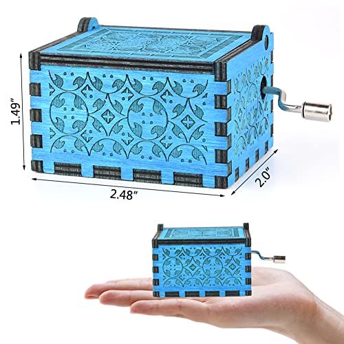 Can't Help Falling in Love Wood Music Box, Antique Engraved Music Boxes | Wooden Music Box Gifts for Lover, Boyfriend, Girlfriend, Husband,Wife (Blue) - color: Blue