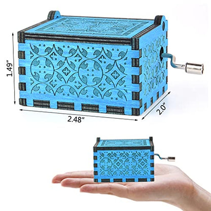 Can't Help Falling in Love Wood Music Box, Antique Engraved Music Boxes | Wooden Music Box Gifts for Lover, Boyfriend, Girlfriend, Husband,Wife (Blue) - color: Blue