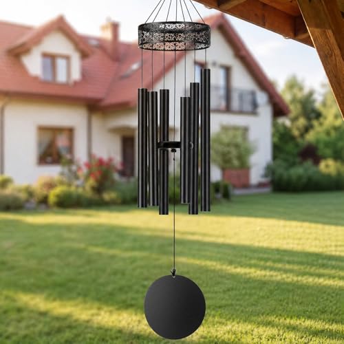 BSHAPPLUS Memorial Wind Chimes for Loss of Loved One, 37'' E Major Deep Tone Rustproof Metal Sympathy Windchimes, 1 Inch Heavy Duty 6 Tubes, Outdoor Garden Patio Hanging Décor Gift for Mom Dad - size: 37"L x 1"D