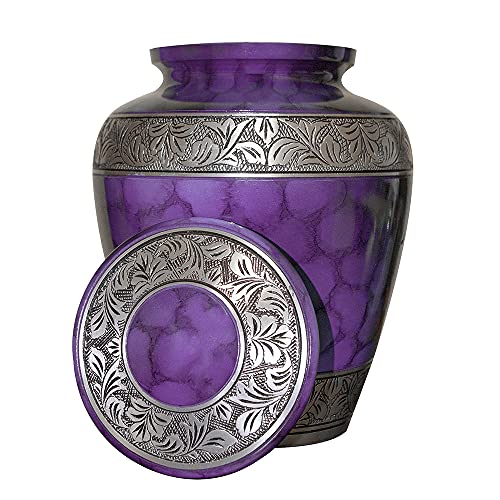 Extra Large Companion Human Funeral Cremation Urn, Personalized Double Urn for Two Adults (Purple) - color: Purple