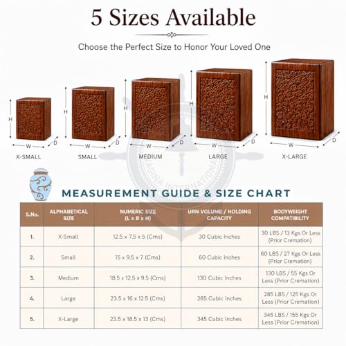 Artisans Crafted Premium Rosewood Decorative Hand Carved Wooden Urns | Carved with Precision | Memorial Wooden Urns for Loved Ones | Nagina International (X-Large) - size: X-Large