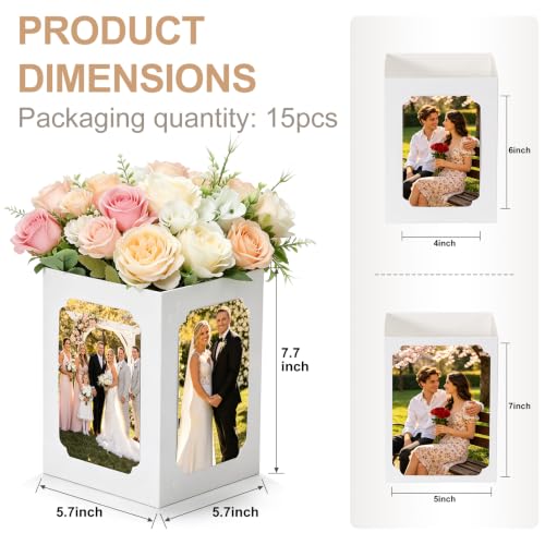 15 Pack White Photo Centerpieces for Table 4x6 5x7 Picture Display - color: White