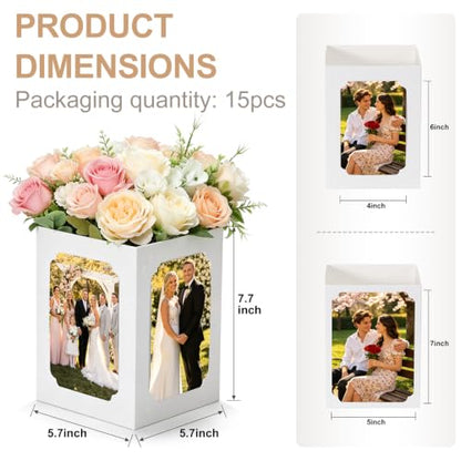 15 Pack White Photo Centerpieces for Table 4x6 5x7 Picture Display - color: White