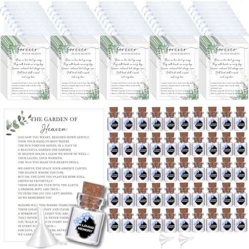 Bulk 50 Memorial Cards Funeral Favors for Guest, Funeral Wake Celebration of Life Decorations, In Loving Memory of Loved One Memorial Gifts, No Seed (Leaf Cards)
