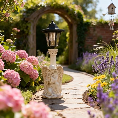 Solar Garden Statues Memorial Decor Garden Angel Statues for Outside Lawn Yard Patio Balcony Art Sculptures Gifts for Mom Women - size: 10*6*10 in