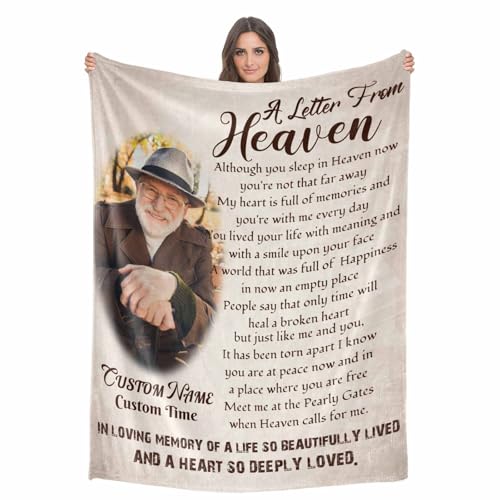 Custom Memorial Blanket with Photo - Sympathy Gift for Loss of Loved One - color: Style 11