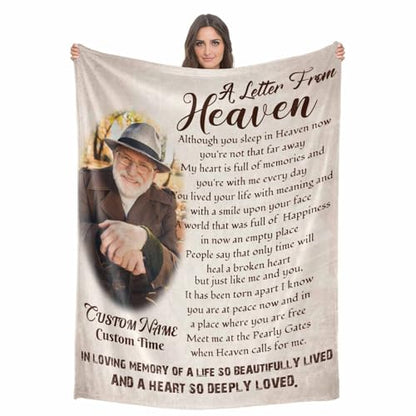 Custom Memorial Blanket with Photo - Sympathy Gift for Loss of Loved One - color: Style 11