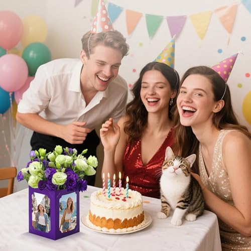 15 Pack Graduation Box Centerpieces for Table 6/7 In Photo Display - color: Purple