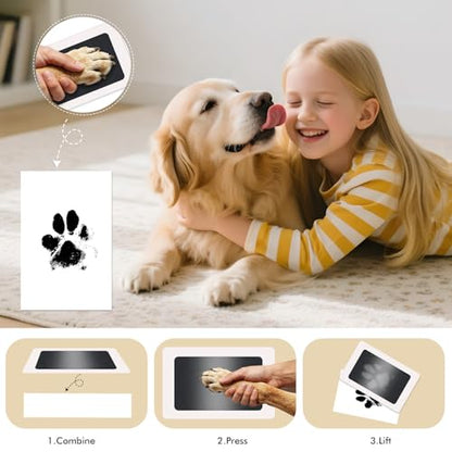 Dog Picture Frame 4x6, Paw Print Kit for Dogs, Dog Memorial Gifts for Loss of Dog Passing Away Sympathy Gifts | Rotating Wooden Double Sided Display Pet Paw & Nose Print DIY Kit - color: Brown