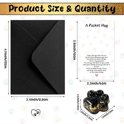 EYxsaxenk Loss of Pet Sympathy Gift Black Obsidian Cute Mini Paw Pocket Hug | Keepsake with memorial card envelope, Loss of dog cat sympathy favor, Remembrance gift for pet lover, Adult stress relief toy - color: Black + I Know Card