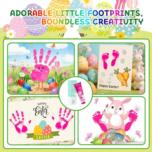 Baby Hand and Footprint Paint with Sponge Head, 2.54 fl oz, Non-Toxic & Acid-Free, Washable Baby Safe Paint for Newborn Keepsakes, Dog Nose & Paw Prints, Ideal New Mom Gift - Hot-Pink - color: Hot-pink