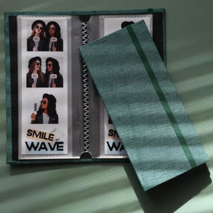 Photo Booth Photo Album - For Wedding or Party - Side Slide In 2X6 Picture Holder – Guest Book & Memory Keepsake – Linen Hard Cover With Band Keeps Photobooth Picture Prints Safe (MALACHITE GREEN) - color: MALACHITE GREEN