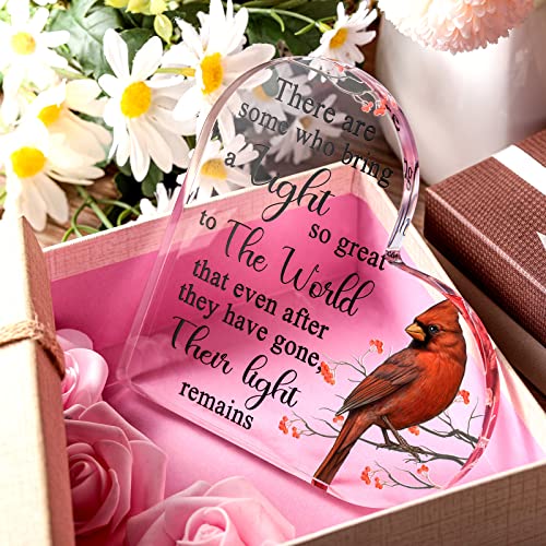 Yulejo Red Cardinal Gifts Catholic Hummingbird Sympathy Memorial Gift for Loss of Loved One Sympathy Acrylic Heart Decor Sign Table Centerpieces Remembrance Decor Christmas Condolence - style: Classic