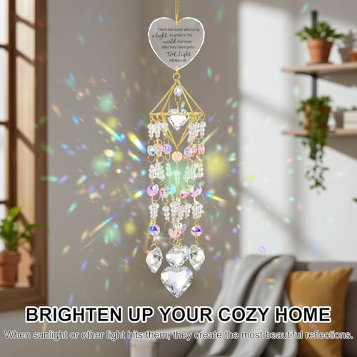 AceOrbit Memorial Gifts Crystal Suncatchers for Window Hanging Wind Chime Garden Suncatchers Rainbow Decor Sympathy Gifts for Loss of Family, Loved Ones, Funerals, Bereavement, Remembrance