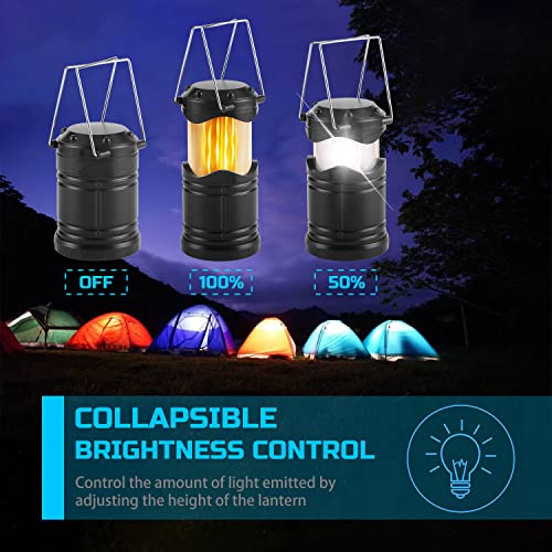 Lichamp 4 Pack LED Camping Lanterns, Collapsible Flameless Candles Tea Lights, Portable Battery Powered Camping Lights Emergency Supplies Kit, Black - color: Black