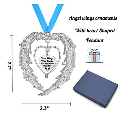 Angel Wing Memorial Christmas Ornaments, Remembrance Sympathy Gifts,Your Wings were Ready But My Heart were Not Ornament for Xmas Tree,in Memory of Loved one Gifts for Loss of Loved one