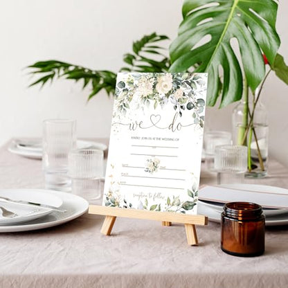 Whaline 25 Sets Greenery Floral Wedding Invitation with Envelopes Stickers Eucalyptus Leaves Fill in Blank Invites Cards for Bridal Shower, 5 x 7 Inch - style: Greenery Floral