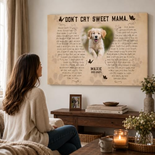 KiKiLuna Personalized Pet Dog or Cat Memorial Framed Canvas - color: Design 1