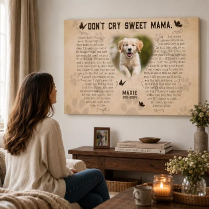 KiKiLuna Personalized Pet Dog or Cat Memorial Framed Canvas - color: Design 1