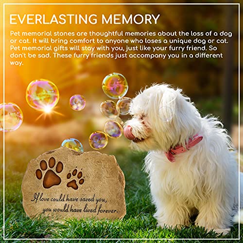 Jetec Dog Memorial Stone Dog Garden Memorial Stone Paw Prints Pet Headstone Resin Grave Marker Pet Loss Gifts Sympathy Gifts for Indoor Outdoor, 11 x 7.5 Inch