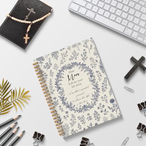 Poecinvi Dear Mom Tell Me Your Life Story Guided Journal 5.5x8.3 | Mother's Guided Memory Journal to Share Her Life and Love, Meaningful Keepsake Gift for Mom, Hardcover Spiral Notebook - color: Dear Mom